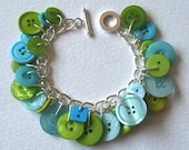 Button Charm Bracelet Lime and Aqua Tropical Splash