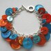 Button Charm Bracelet Orange and Aqua