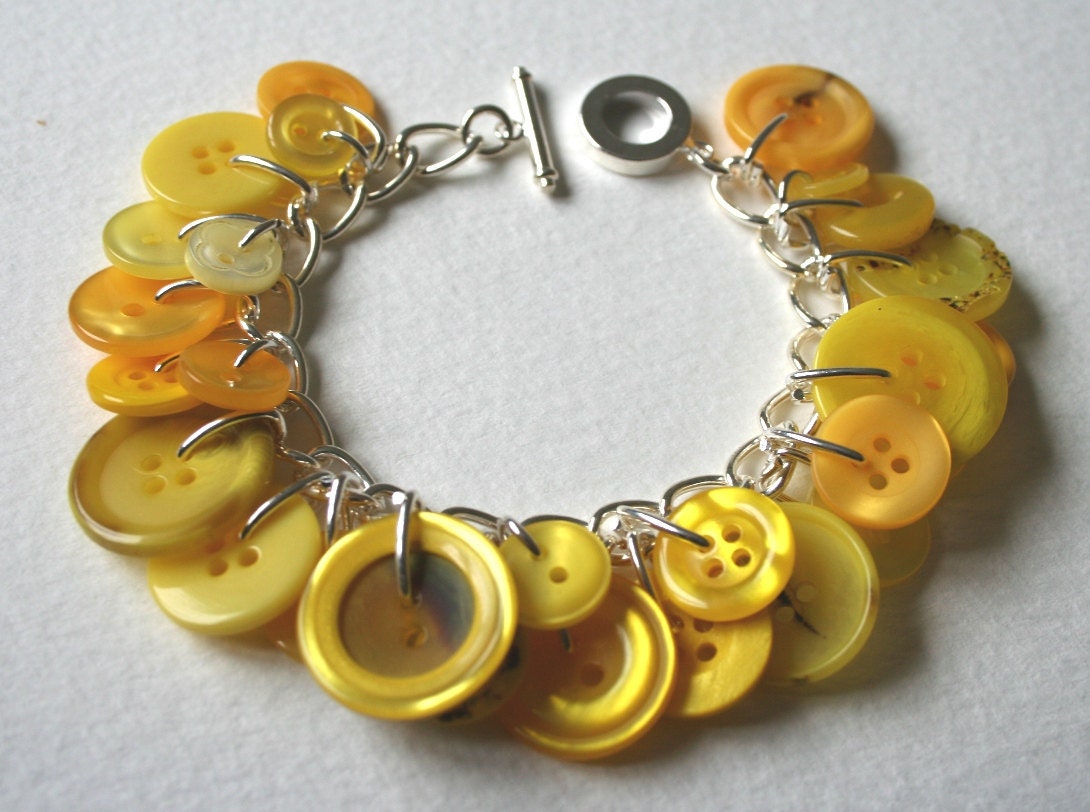 Lemon Yellow Button Bracelet