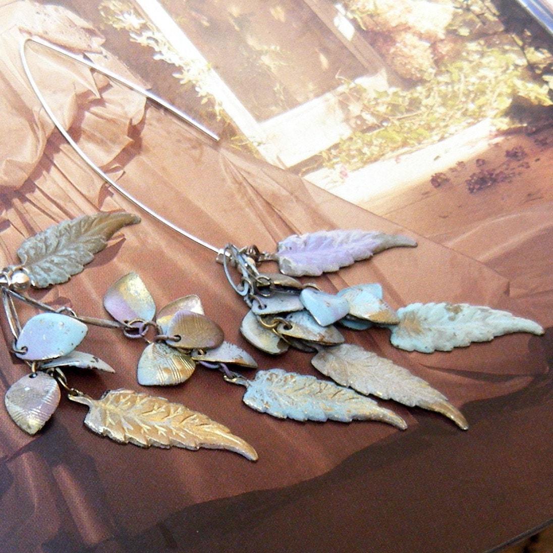 Colorful Vintage Leaf Drop Earrings-Bohemian Gypsy Style
