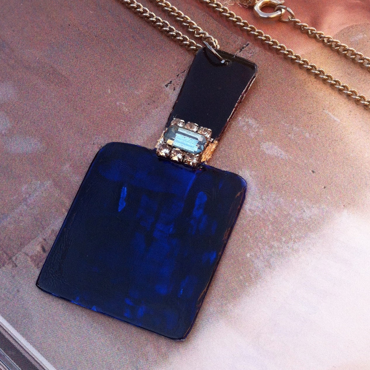 FingerNail Polish Bottle Necklace-Royal Blue-Bohemian Gypsy Style