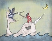 We Arrrrrr Friends Navy versus Red 8 x 10 inch print Baby Boy Children's Pirate Nursery Artwork