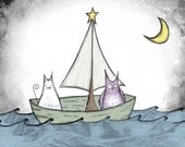 The Owl and the Pussycat 8 x 10 print Baby Nursery Artwork Decoration