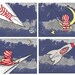 Space and Paper Airplane Print Set of 4 Children's Room Baby Boy Nursery Artwork