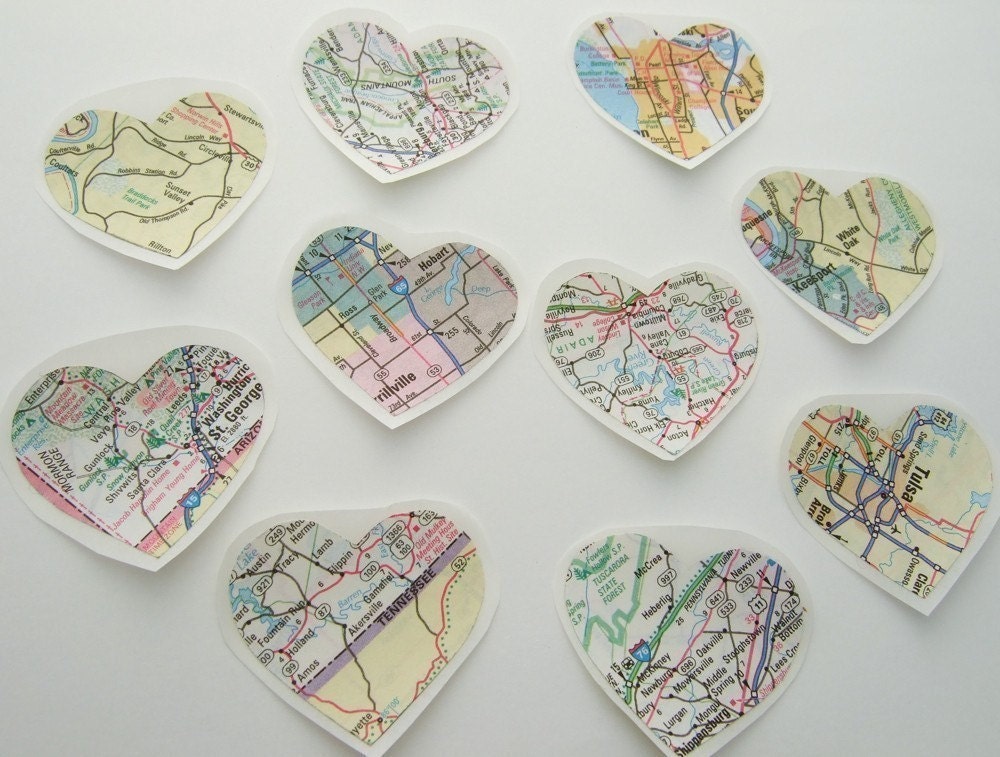 map heart stickers