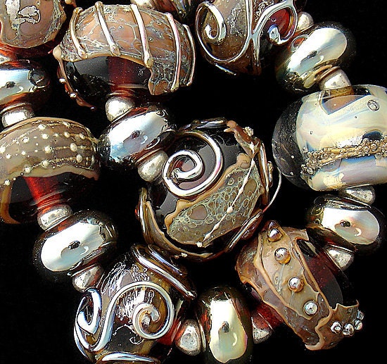 DSG Beads Handmade Organic Lampwork Glass-Made To Order Dark Chocolate
