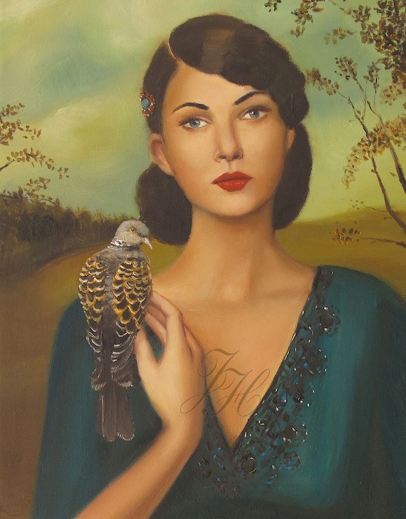 Portrait- Elspeth With Her Turtledove- Art Print