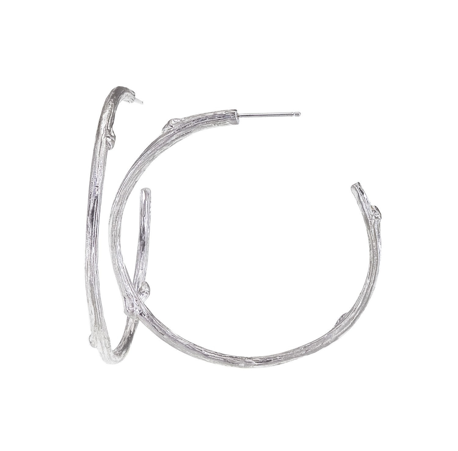 Hoop Earrings - Silver - Twig Design from a Central Park Branch