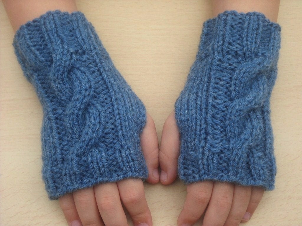 Instant download PDF Knitting Pattern Children's Cable Knit Wrist warmers fingerless gloves mittens Age 2 to 12 years