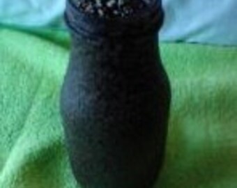 Vase Glass Upcycled Hand dark brown stone sand mud earth marble 6" X 2 1/4" OOAK