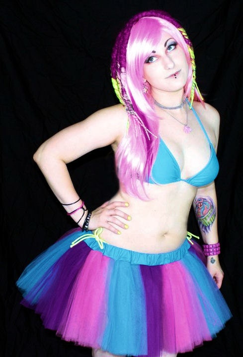 Turquoise Blue, Bright Pink and Purple Striped Mini TuTu Skirt All Sizes MTCoffinz