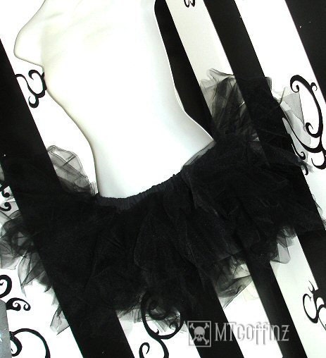 Pure Midnight Black Goth Trashy TuTu Skirt All Sizes MTCoffinz