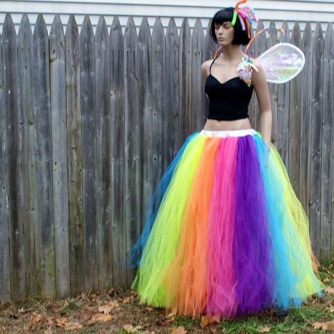 Neon Rainbow Faerie Formal Alternative Wedding Skirt Fae All Sizes MTCoffinz
