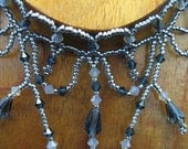 Steampunk Jewelry -- Beaded Choker with Brass Key