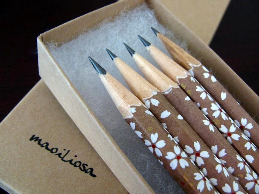 pencils made with japanese paper - set of 5 - forest floor (brown)