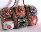 Mini Handbag Made With Mixed Materials: multicolor with thick leather handle and decorations