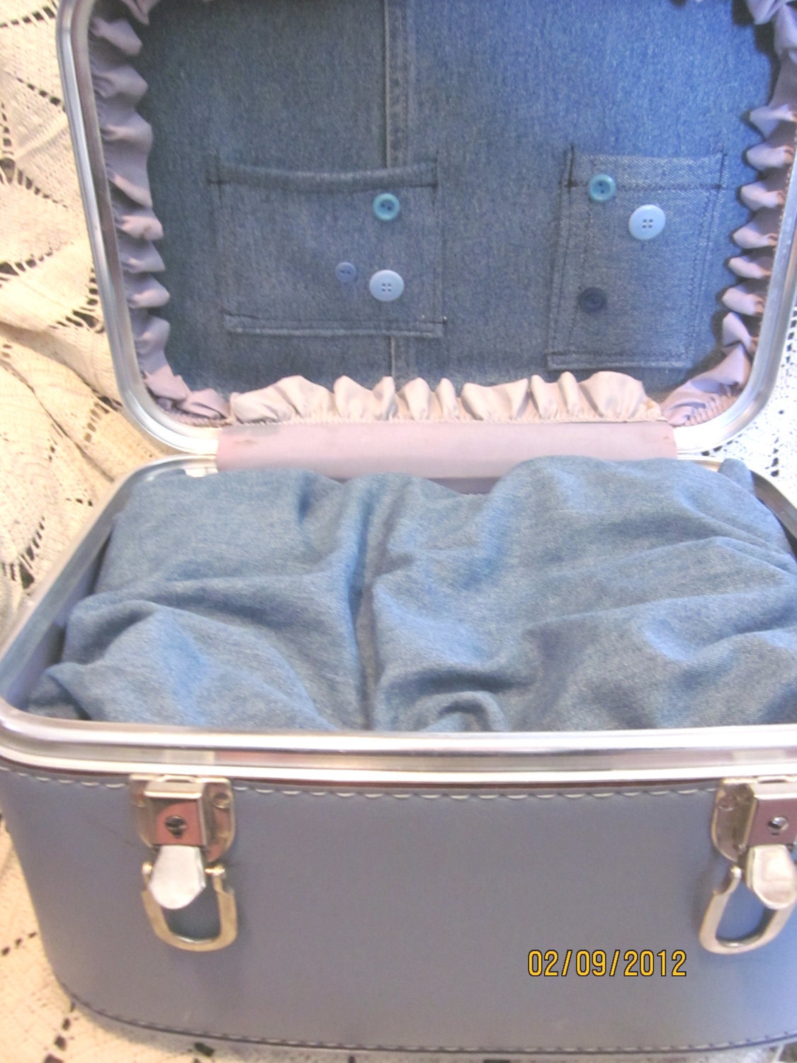 SALE--65% OFF Repurposed Vintage Train Case Pet Bed