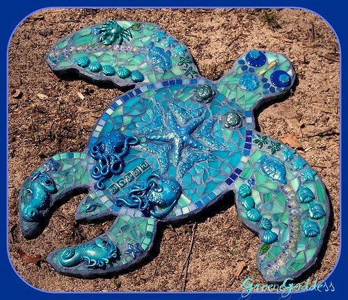 Turtle Blues Mosaic Wall Art  Summer Challenge WINNER