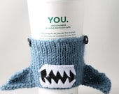Coffee Cup Sleeve - Monster Shark in Dusty Blue