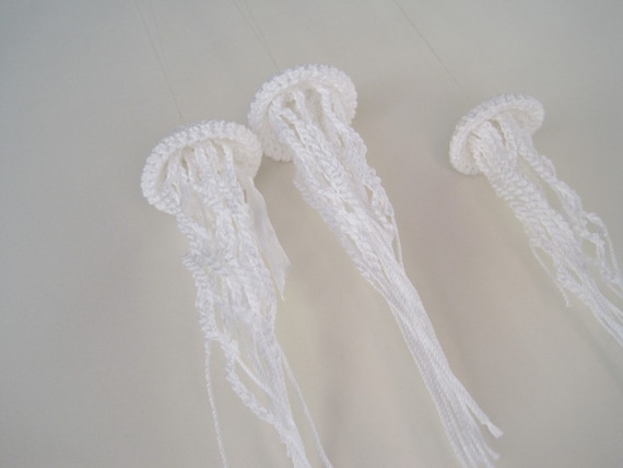 Three Tiny Moon Jellyfish in Cotton and Silk - Handmade to Order