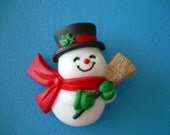 Vintage Snowman Pin Hallmark 1984 Christmas Brooch