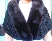 1950s or 60s Vintage Curly Lamb & Mink Cape Shoulder Wrap Small to Medium Perfect for Prom