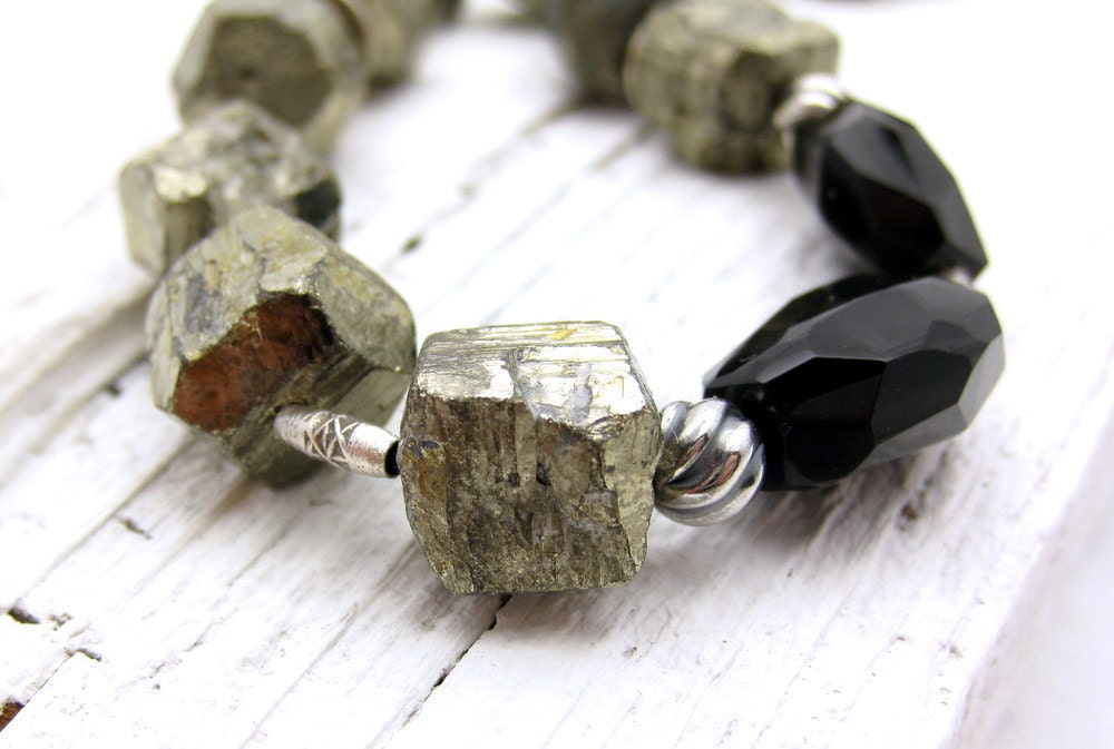 Pyrite Sterling Silver Statement Luxe Necklace - Collette / Statement  / Artisan / Urban Industrial / Natural Neutral