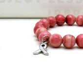 Awareness Pink Organic Stone Bracelet / Organic Beaded Bracelet / Friendship / Caring / Support