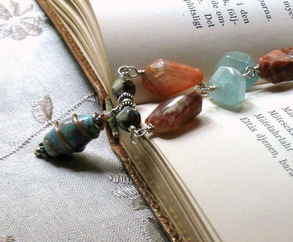 Gemstone Copper Statement Necklace - Yours / Statement / Gemstone Aquamarine Sunstone Necklace