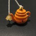 Honey Bee Teapot \/ Tea Pot Pendant \/ Necklace
