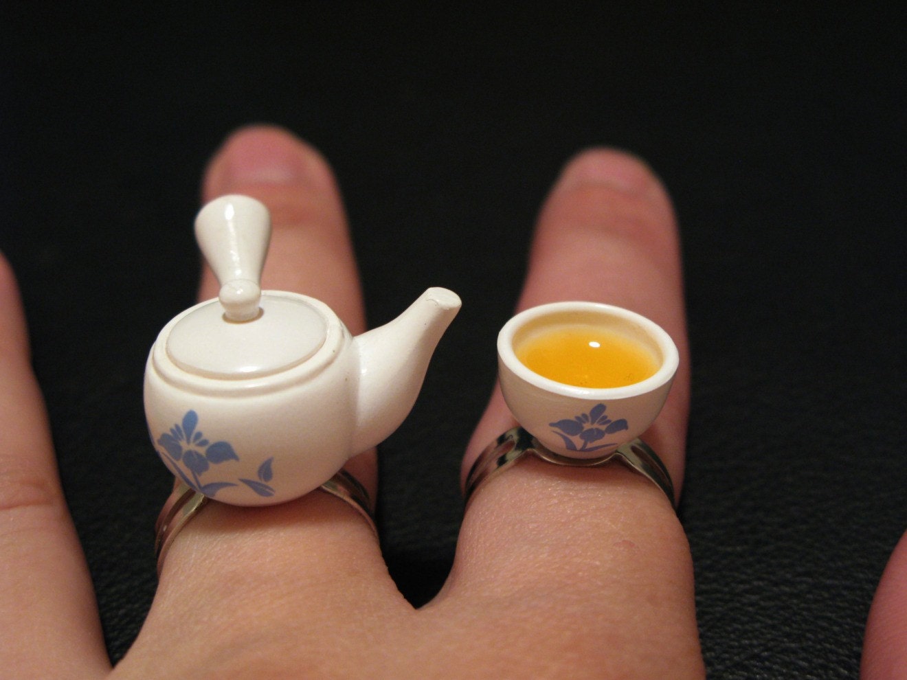 Asian Tea Cup and Teapot Rings Set