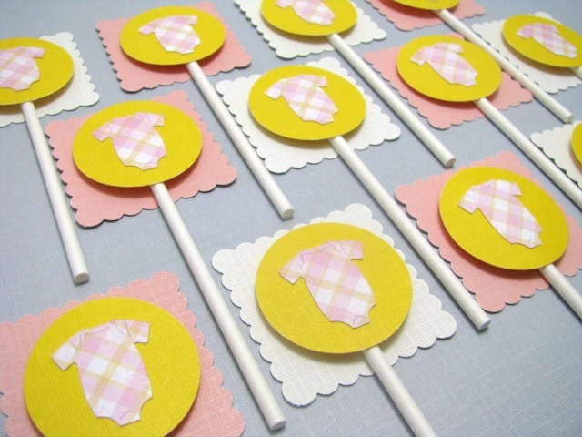 Baby Girl Onesie Cupcake Topper Set of 12