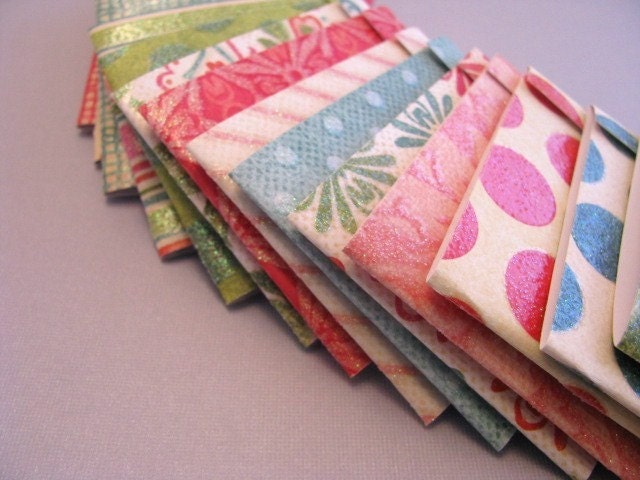 Pink, Teal and Green Matchbook Notepad Set of 18