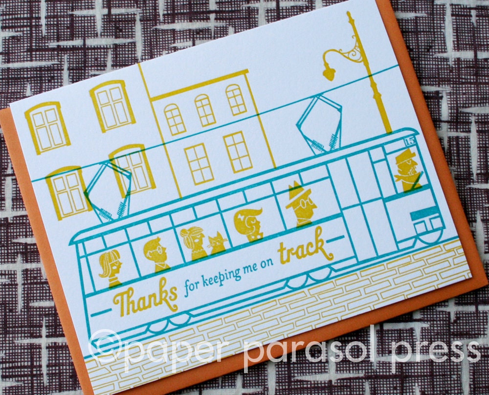 Thanks for keeping me on Track Letterpress Card