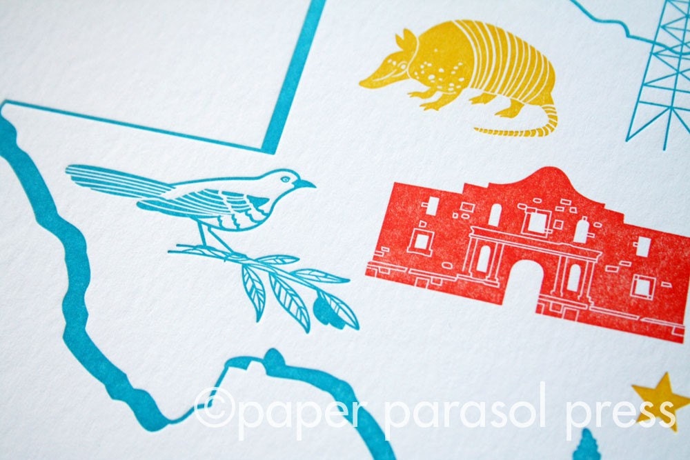 11 x 14 Letterpress Texas Poster