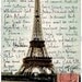 Instant Download VINTAGE Eiffel Tower colorful PARIS postcard Digital Scan FRENCH Script Red Postage Stamp