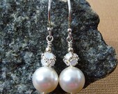 Opal Earrings, Crystal Pearl Earrings, Bridesmaid Gift
