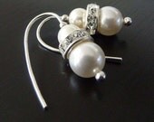 Wedding Earrings, Pearl and Crystal Bridal Earrings, Drop style