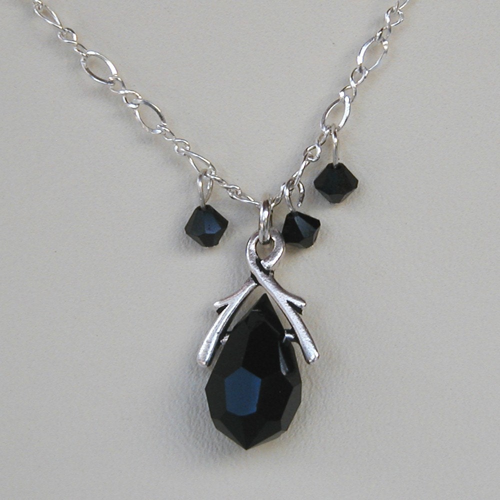Simply Stated - Swarovski Black Briolette/Swarovski Black Crystals Necklace