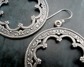 Gypsy Bohemian ornate Silver Hoop earrings Bohemian Jewelry