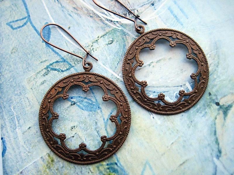 Big Hoop Copper earrings Bohemian earrings Copper jewelry
