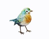 Little Blue Bird 5x7 giclee print from original watercolour painting