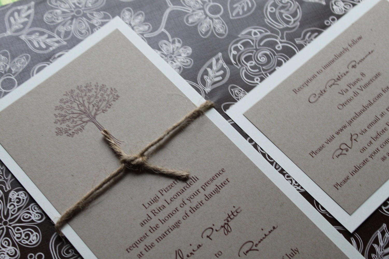 Rustic Wedding Invitation, Autumn or Fall Wedding - Modern Tree Wedding Invite