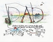 dad fishing hunting children names added custom11 x 8.5 Personalized Print