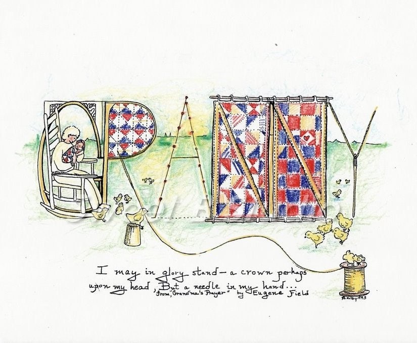 quilting sewing granny grandchild  names under chickens  custom11 x 8.5 Print