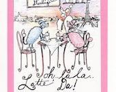 poodle paris coffee bff lovers french greeting card  5 x 7 Card and Envelope