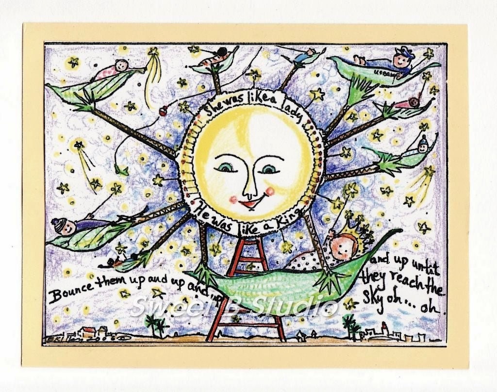 baby card lullaby sweet king queen sun ferris wheel  5x 7with envelope