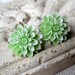 Mint Flower Earrings, Seafoam Stud Earrings, Green Earrings, Chrysanthemums, Mum Earrings