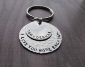 Hand Stamped Jewelry Double Stacked Grande Personalized Hand Stamped Key Chain