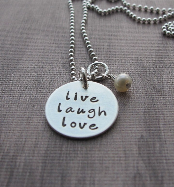 Hand Stamped Jewelry live laugh love necklace